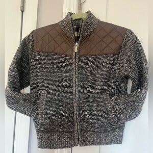 NWOT Brown Quilted & Knit Zip Up Boys Sz 10